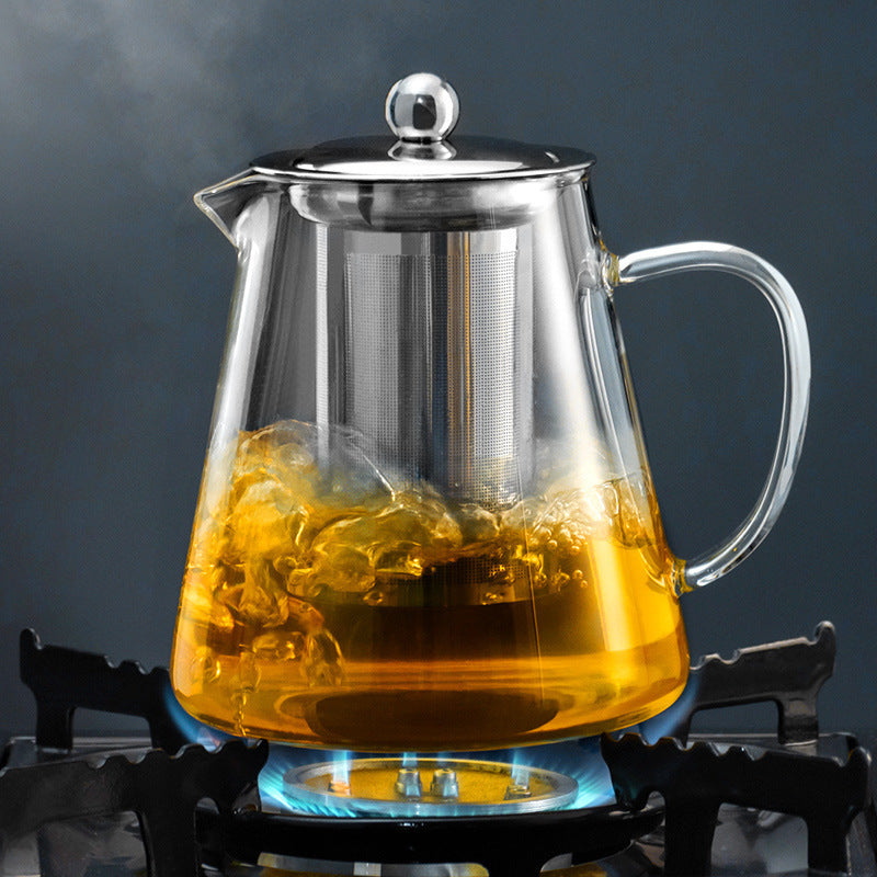 Elegant Floral Glass Teapot with Durable Infuser