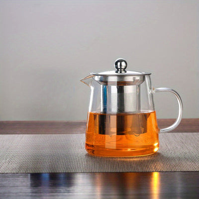 Elegant Floral Glass Teapot with Durable Infuser