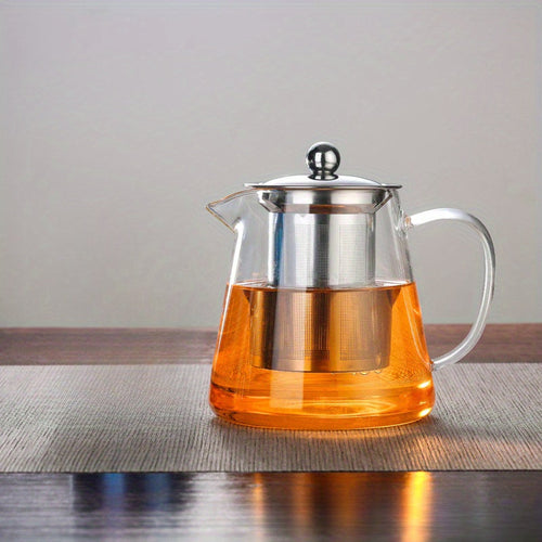 Elegant Floral Glass Teapot with Durable Infuser