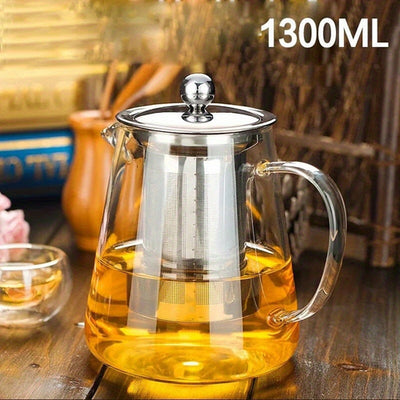 Elegant Floral Glass Teapot with Durable Infuser