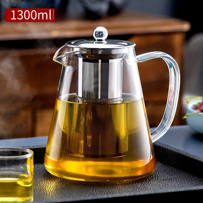 Elegant Floral Glass Teapot with Durable Infuser