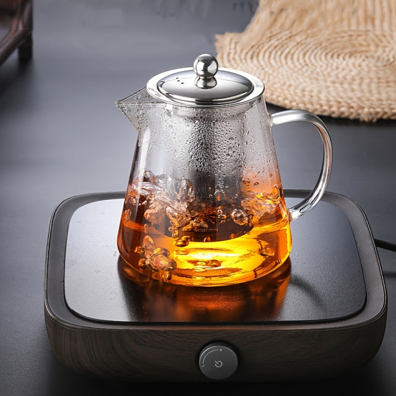 Elegant Floral Glass Teapot with Durable Infuser