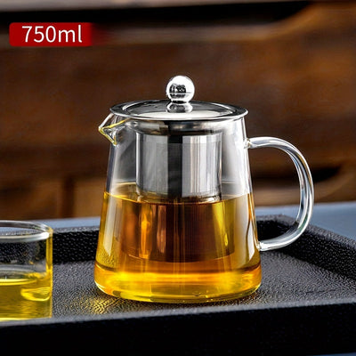 Elegant Floral Glass Teapot with Durable Infuser