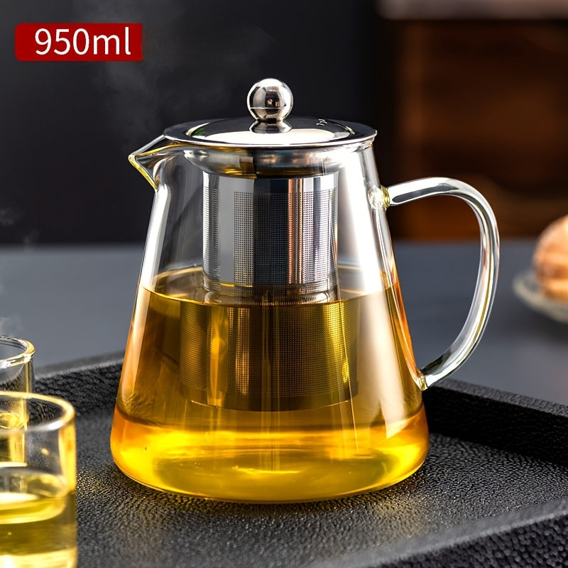 Elegant Floral Glass Teapot with Durable Infuser