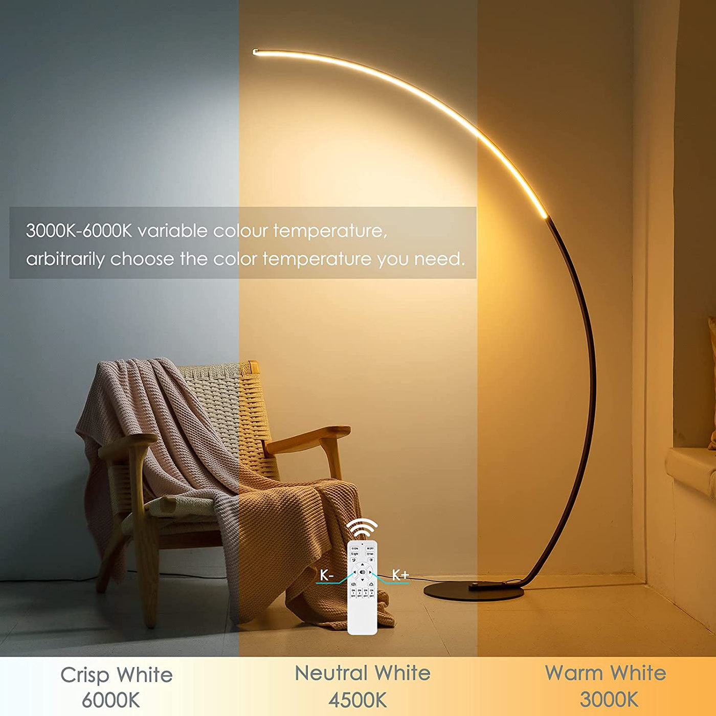 Modern LED Floor Lamp with 16 Million Colors & Remote Control