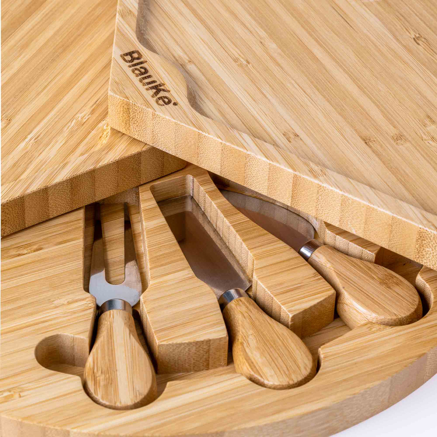 Bamboo Cheese Board and Knife Set - 14 Inch Charcuterie Board