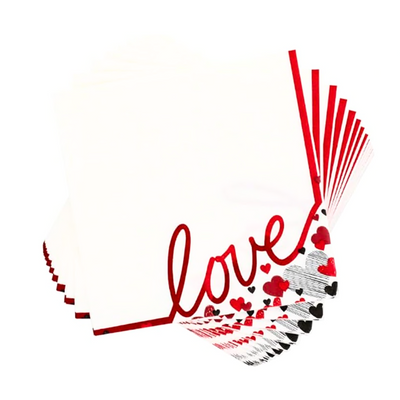 Valentine's Day Paper Plates & Napkins - Party Supplies for 18 Guests (Love & Hearts)