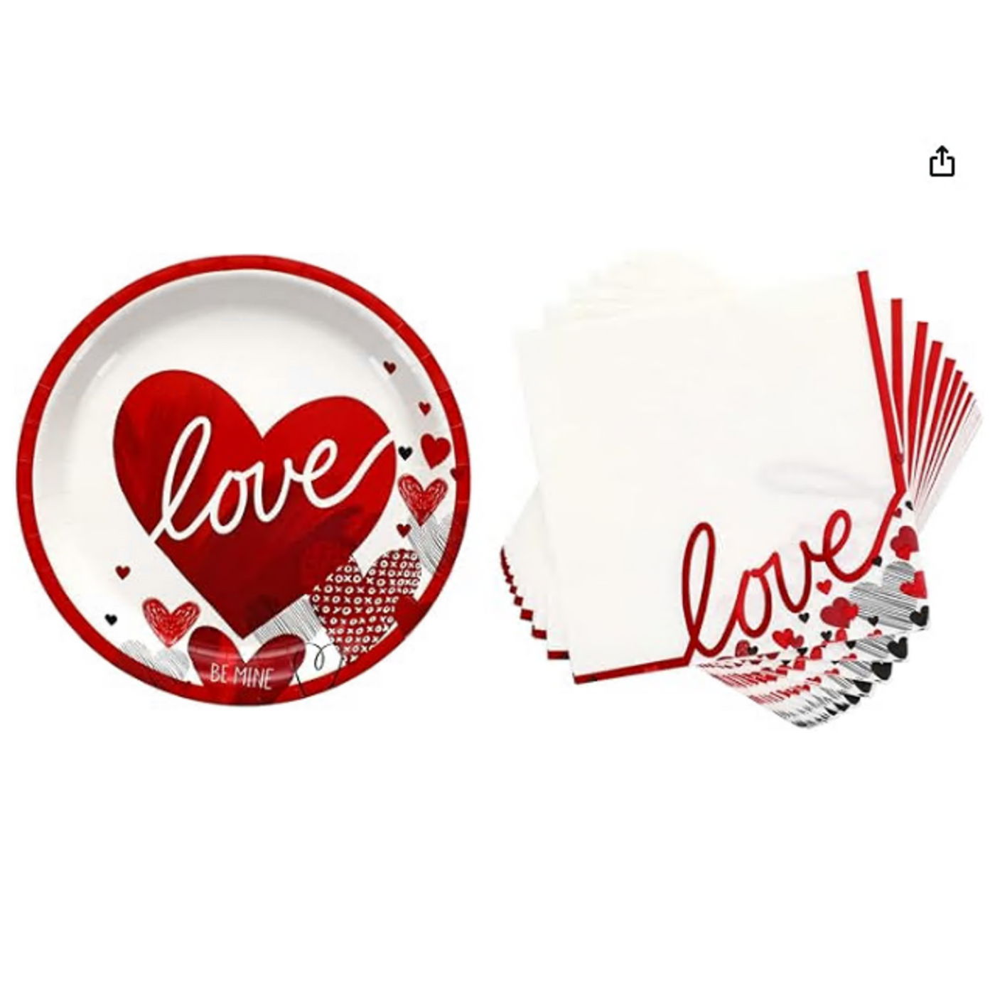 Valentine's Day Paper Plates & Napkins - Party Supplies for 18 Guests (Love & Hearts)