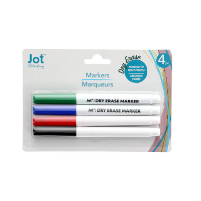 Jot Dry Erase Markers 4-Count Pack – Bold, Smooth, Low-Odor Ink