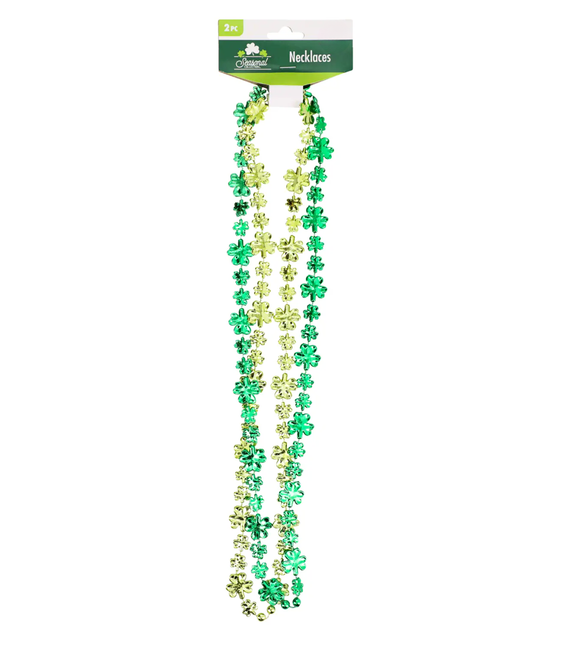 St. Patrick’s Day Shamrock Necklaces – 32" Green Beaded Party Accessory