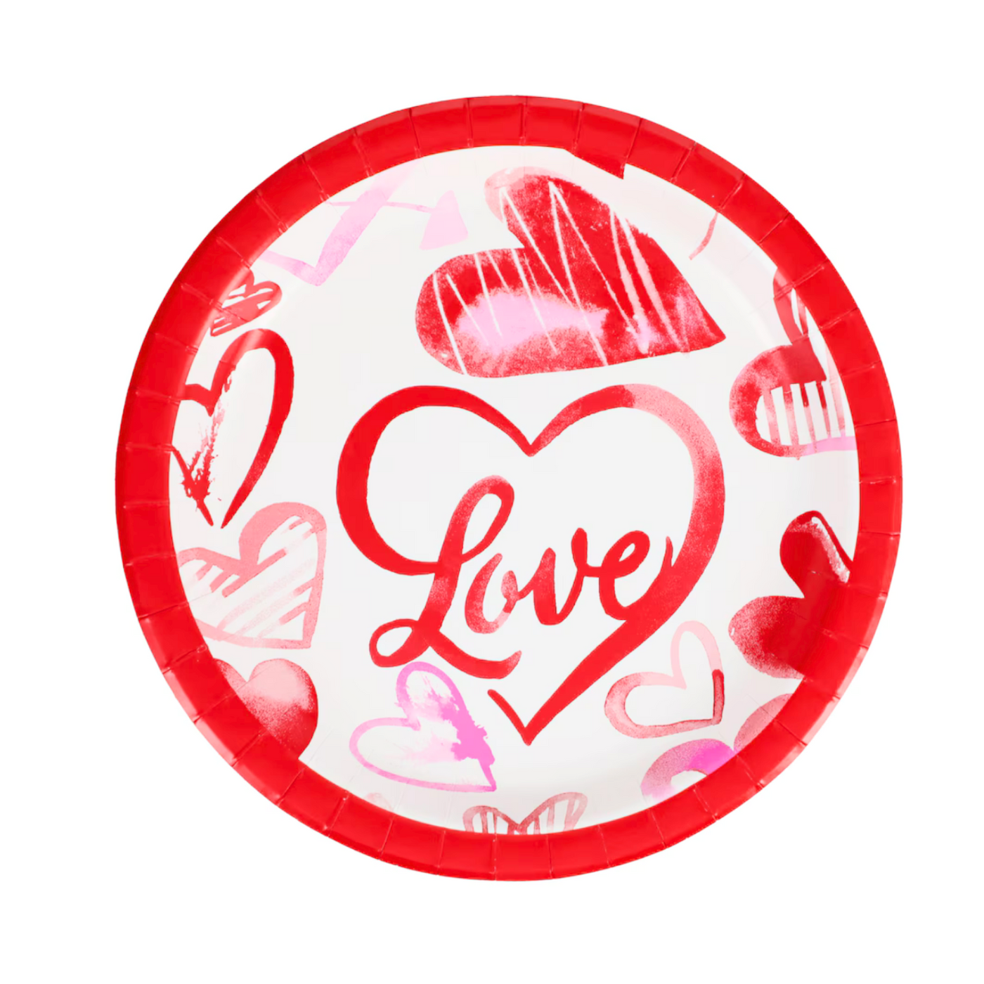 Valentine’s Day Red Heart Round Paper Plates – 18 Count Set