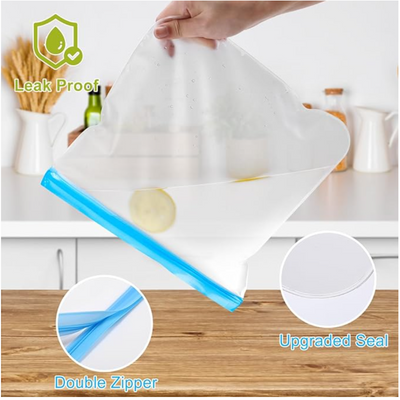 Set of 10 Reusable Silicone Bags – Leakproof, BPA-Free Storage Bags