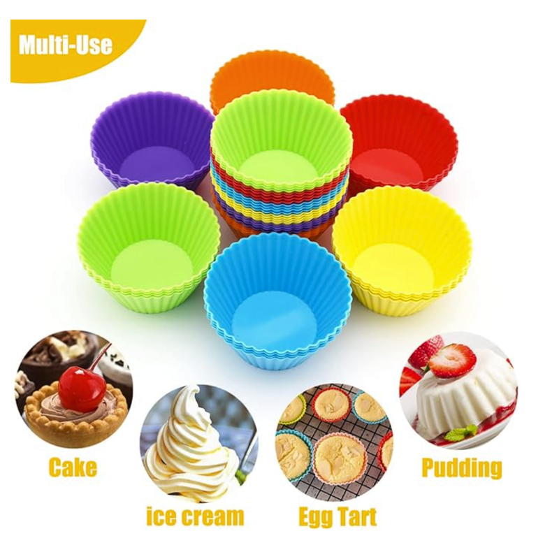 Reusable Silicone Baking Cups – Non-Stick Muffin Liners, Cupcake Molds Set