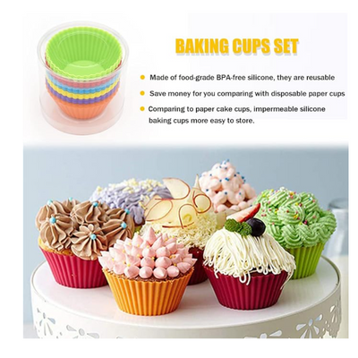 Reusable Silicone Baking Cups – Non-Stick Muffin Liners, Cupcake Molds Set