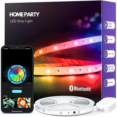 Smart RGBIC LED Strip Lights with Bluetooth App Control 16.4 ft.