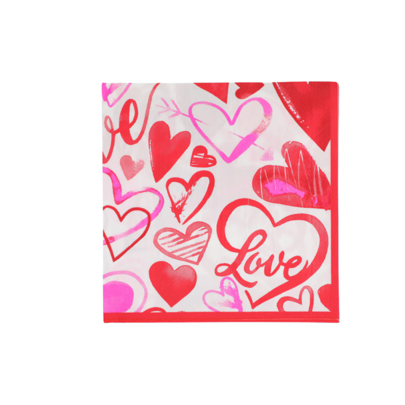 Valentine's Day Party Napkins – 18-Count Pack, Heart Design