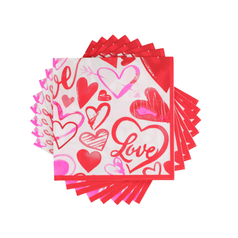 Valentine's Day Party Napkins – 18-Count Pack, Heart Design