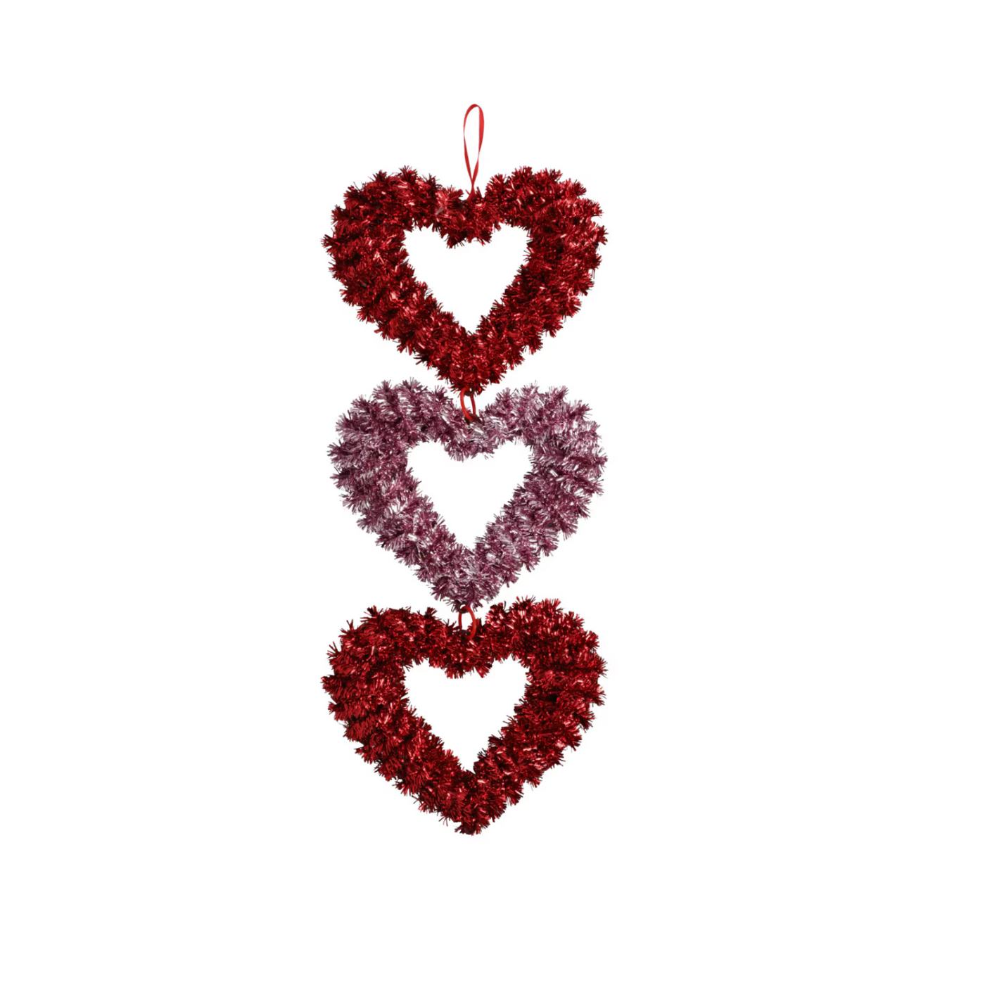 Valentine’s Day Triple Heart Wall Décor - Sparkling Tinsel, Assorted Styles