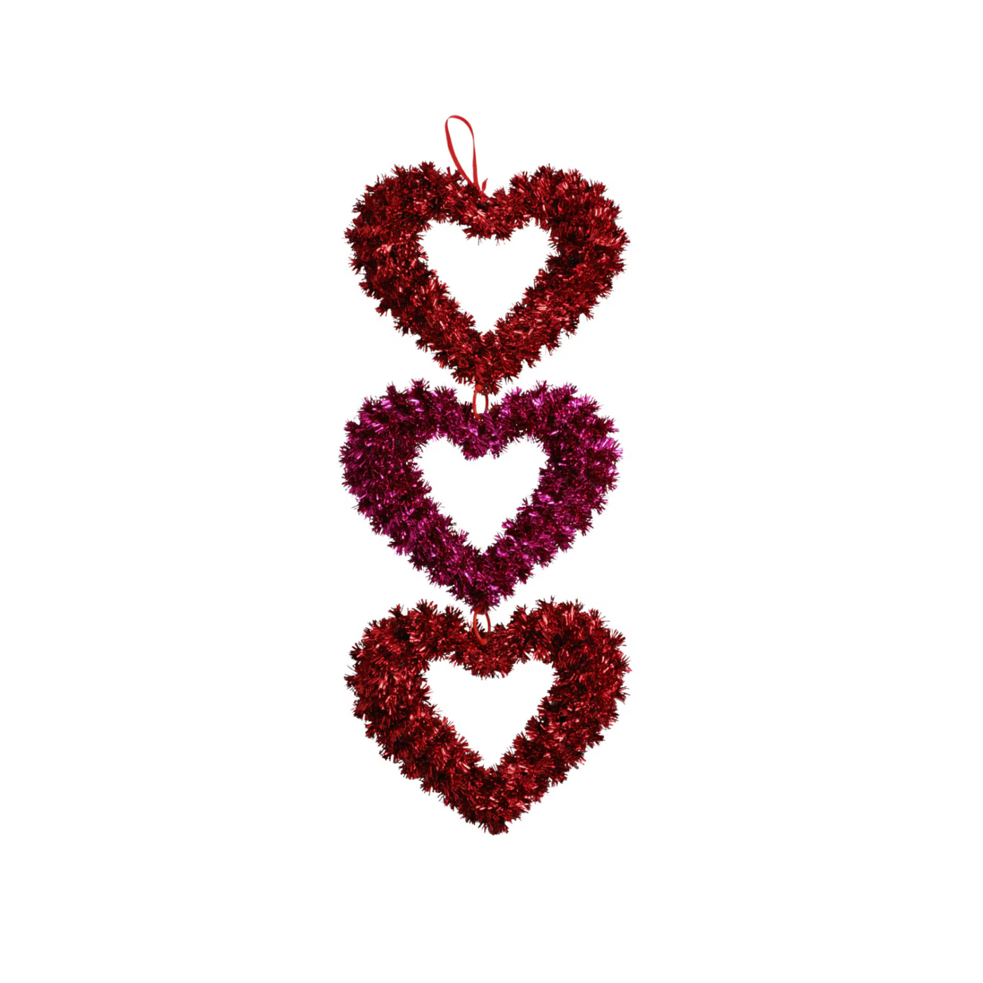 Valentine’s Day Triple Heart Wall Décor - Sparkling Tinsel, Assorted Styles