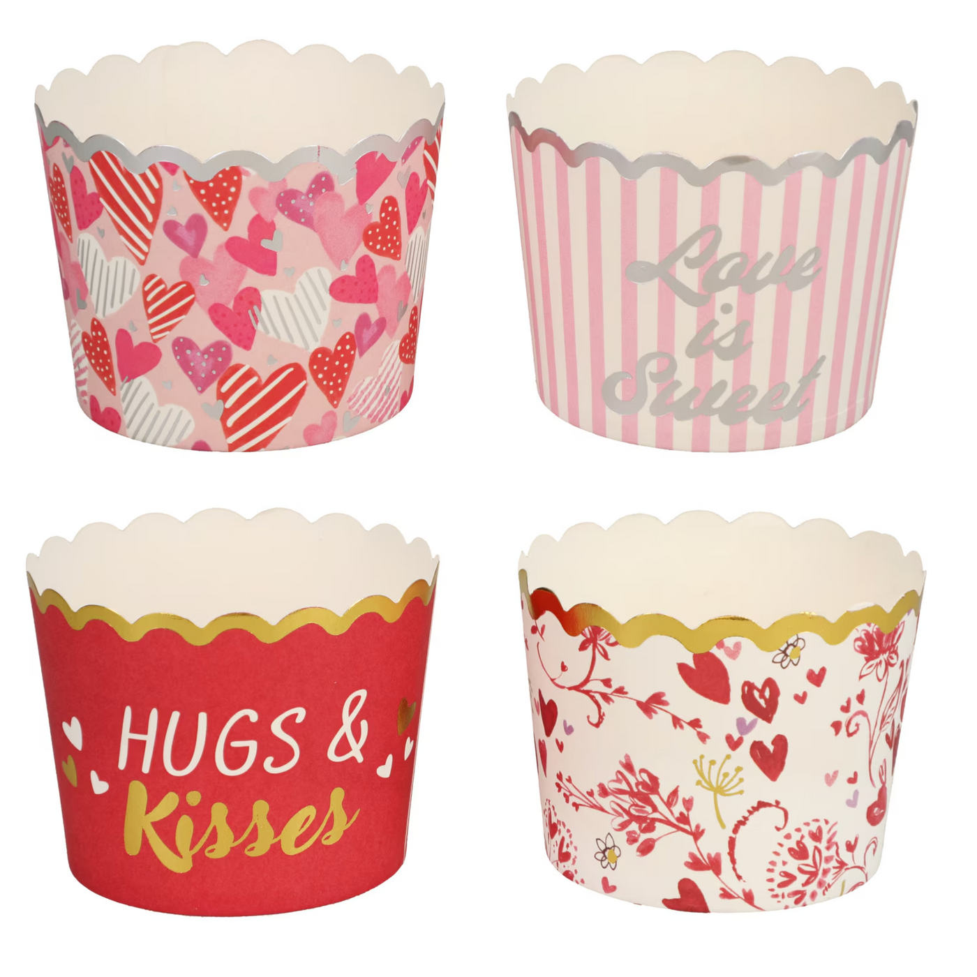 Valentine’s Day Scalloped Baking Cups - 50-Count Set for Sweet Celebrations