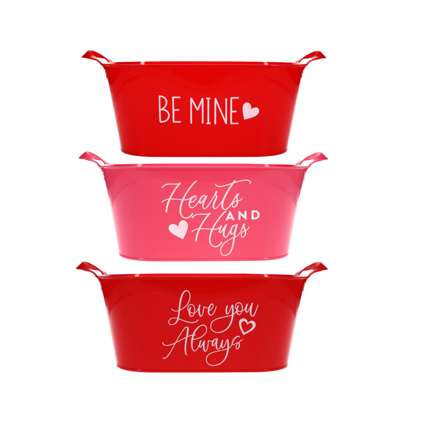 Red Plastic 'Love You' Baskets with Handles – 13" Valentine’s Gift Baskets