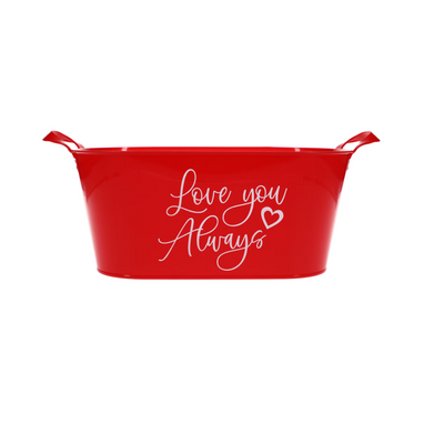 Red Plastic 'Love You' Baskets with Handles – 13" Valentine’s Gift Baskets