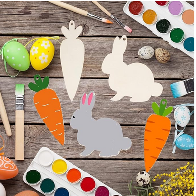 Wood Easter Egg Cutouts, Easter Bunny & Carrot Cutouts for DIY Crafts