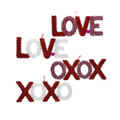 Tinsel Love & XOXO Signs - Vibrant Valentine’s Day Wall Decorations