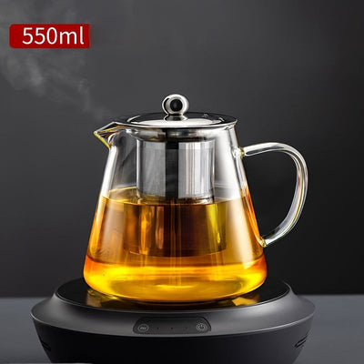 Elegant Floral Glass Teapot with Durable Infuser