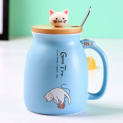 Adorable Cat Cartoon Ceramic Coffee Mug