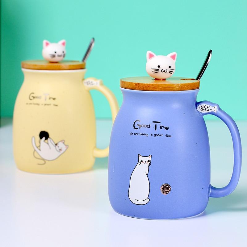 Adorable Cat Cartoon Ceramic Coffee Mug