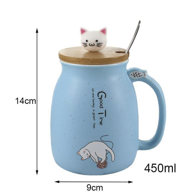 Adorable Cat Cartoon Ceramic Coffee Mug