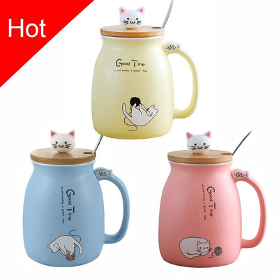 Adorable Cat Cartoon Ceramic Coffee Mug